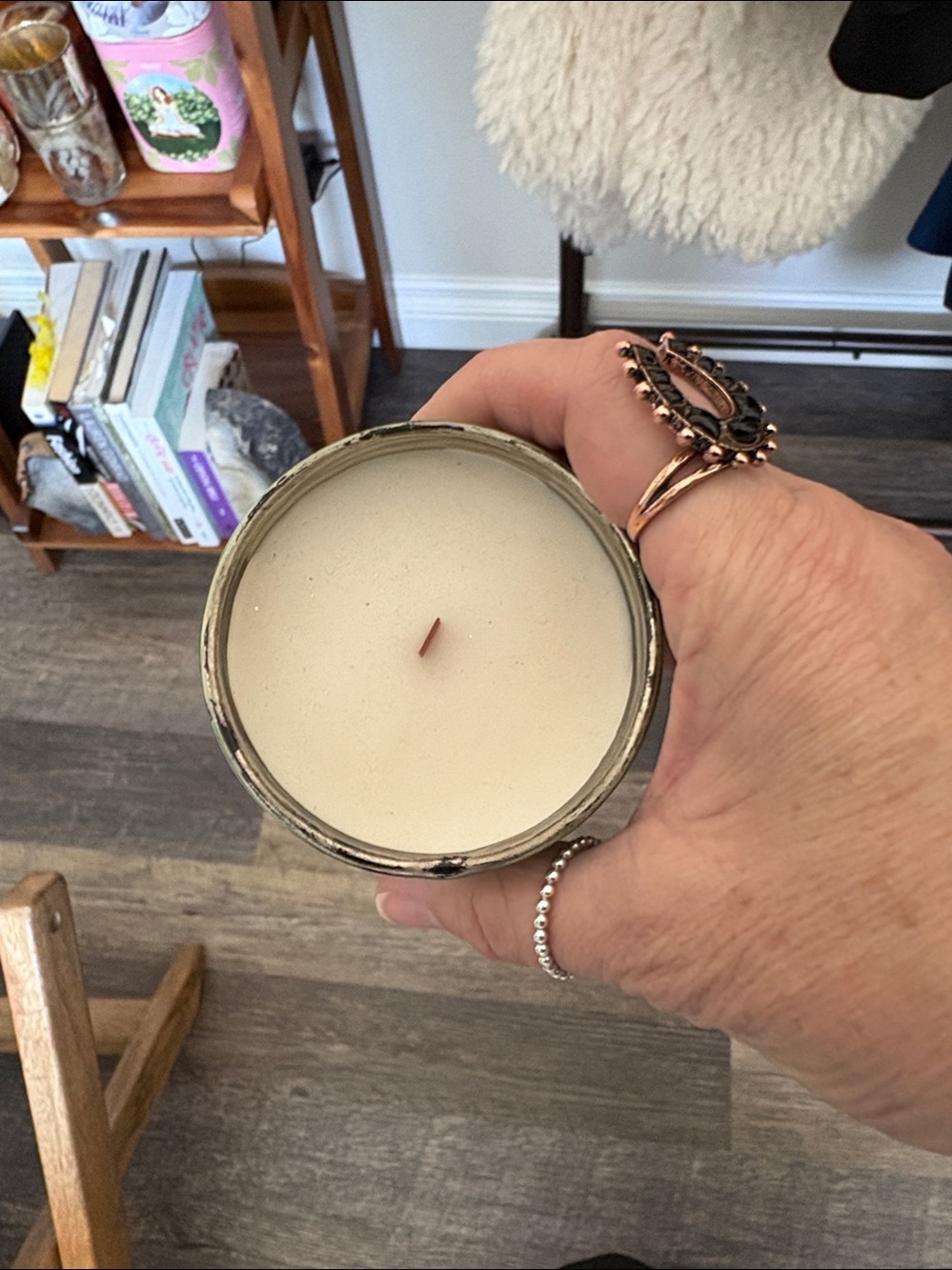 Siberian fir glass decor etched candle with wooden wick set of 2 - Picture 3 of 4